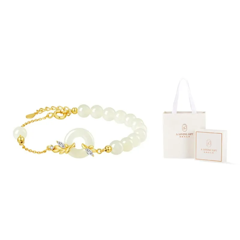 Mom's Gift Bracelets Pale Greenish White Jade Women's-2