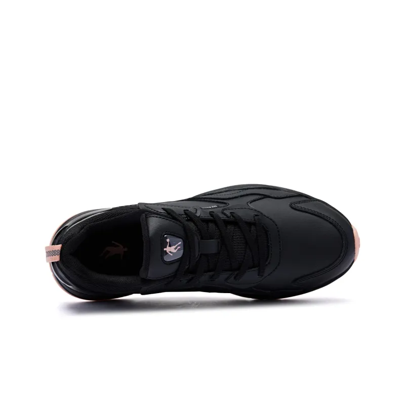 QIAODAN Cushioned Water Resistant Lightweight Low Top Running Shoes Women's Black Apricot Pink-3