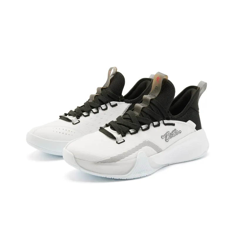 QIAODAN Cushioning Anti Slip And Wear Resistant Low Top Basketball Shoes Men's Black White-2