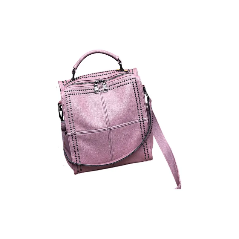 TTaG．baG Cow Leather Portable One Shoulder Backpack Regular Women's Gray/Pink/Black-6