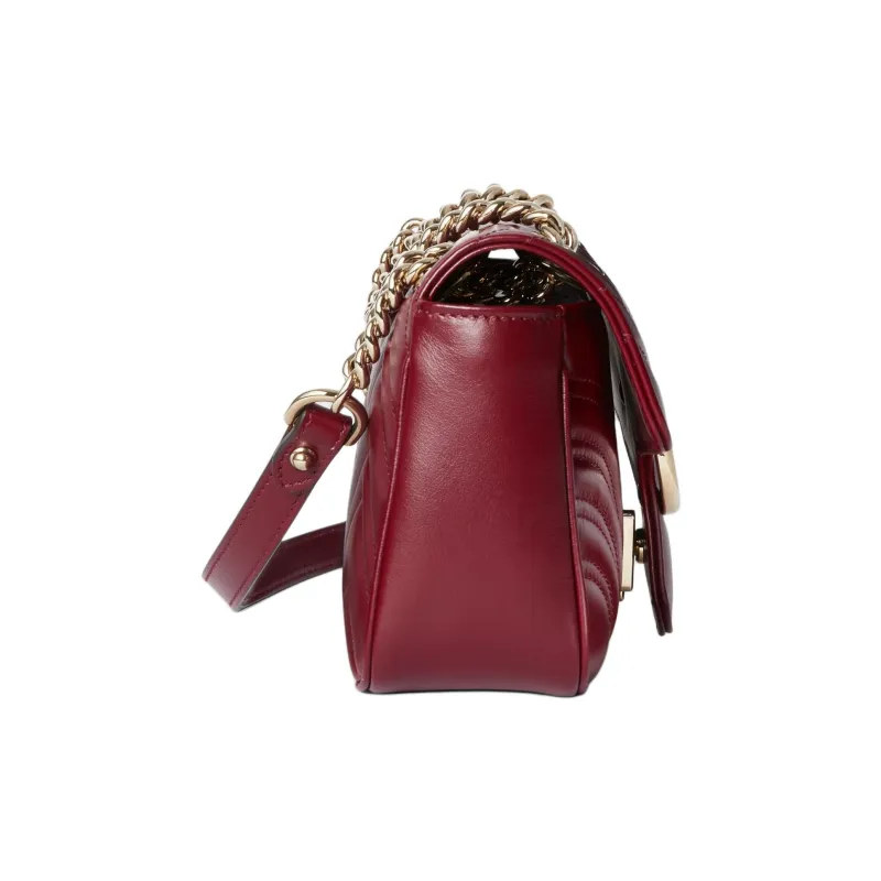 GUCCI GG Marmont Leather Crossbody Bag, Shoulder Bag Women's Burgundy-2