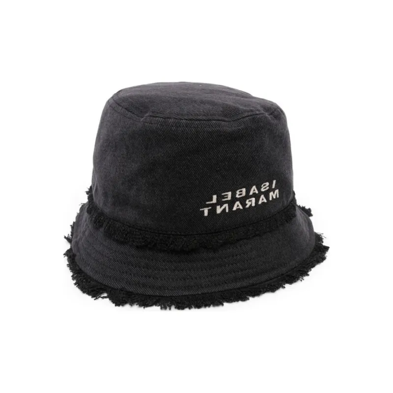 ISABEL MARANT Bergen Logo-embroidered Denim Bucket Hat-1