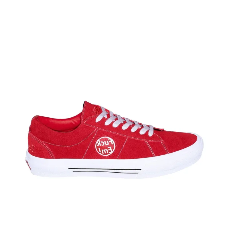 Supreme x Vans SID Anti Slip Wear Resistant Low Top Skateboard Shoes Unisex Red White-1
