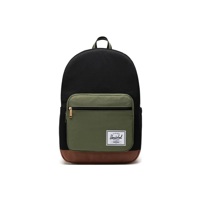 Herschel Recyclable Material Backpack Unisex Black With Four-Leaf Clover Green With Horse Saddle Brown-0