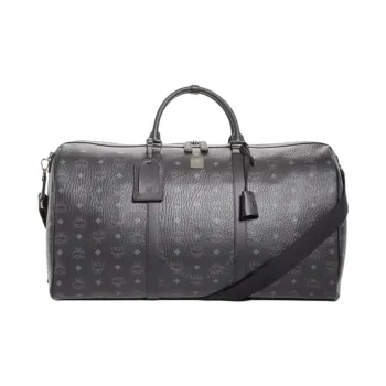 MCM Visetos Nappa Leather Handbag, Shoulder Bag, Crossbody Bag, Travel Bag Women's Black