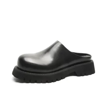 V05 Rubber Sole Abrasion-Resistant Slip-Resistant Wrap-toe Slippers Men's Black