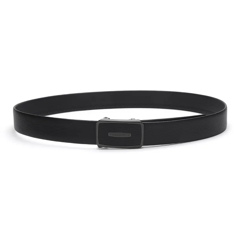 ELLE HOMME Automatic Buckle With Leather And Steel Buckle Top Grain Cow Leather Belts Men's Black Width 3.7cm-3