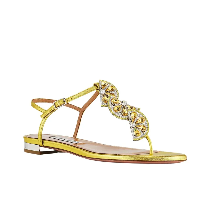 AQUAZZURA Gin Tonic Strap Sandals Women's Yellow-2