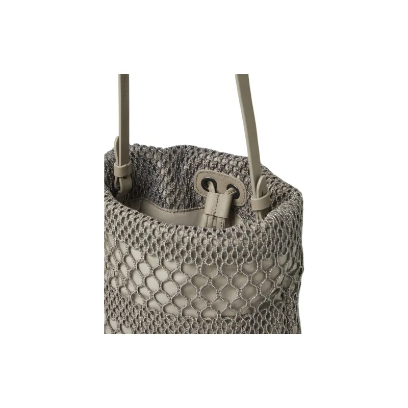Brunello Cucinelli Precious Net Embroidery Bucket Bags Shoulder Bag Crossbody Bag Women's Taupe-2