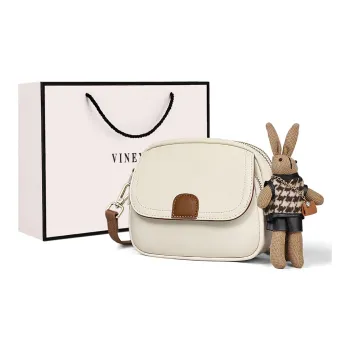 VINEY Cow Leather Small Round Crossbody Bag Small Size Women's Ecru