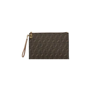 FENDI Jacquard Fabric Clutch Large Size Women's Brown