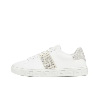 VERSACE Crystal Greca Low-Top Skateboard Shoes Women's White