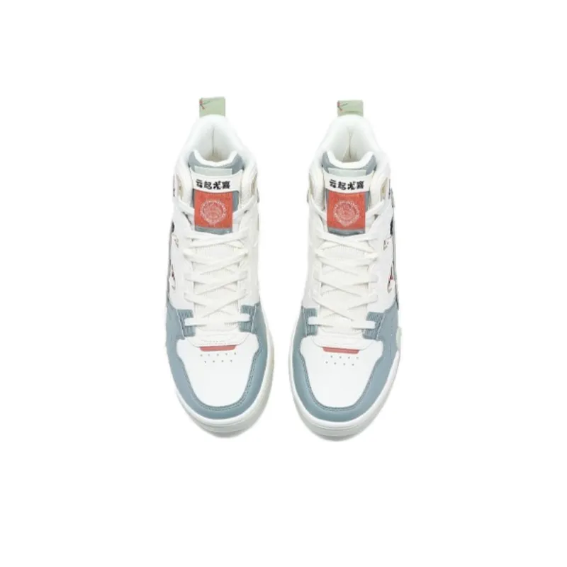 XTEP Cushioning Wear-Resistant High-Top Skateboard Shoes Men's Sail White Cat Eye Grey-3