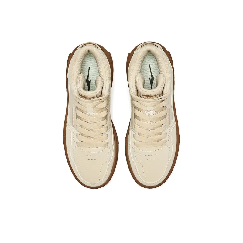 Erke Covenant 3.0 Anti Slip Wear Resistant High Top Skateboard Shoes Women's Light Brown-3
