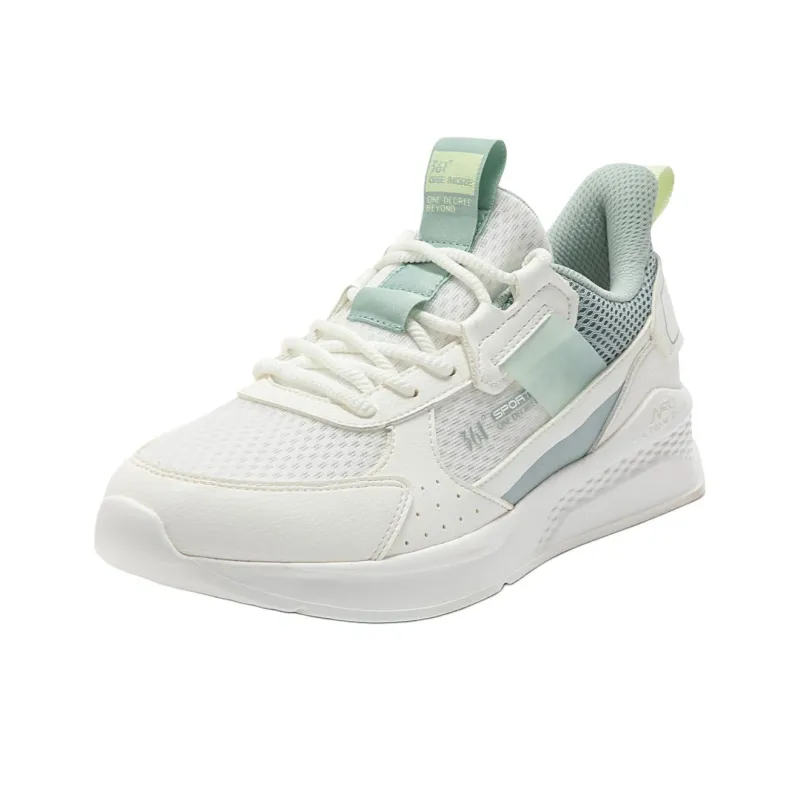361° Cushioning Abrasion Resistant Lightweight Low Top Casual Running Shoes Women's White Green-2