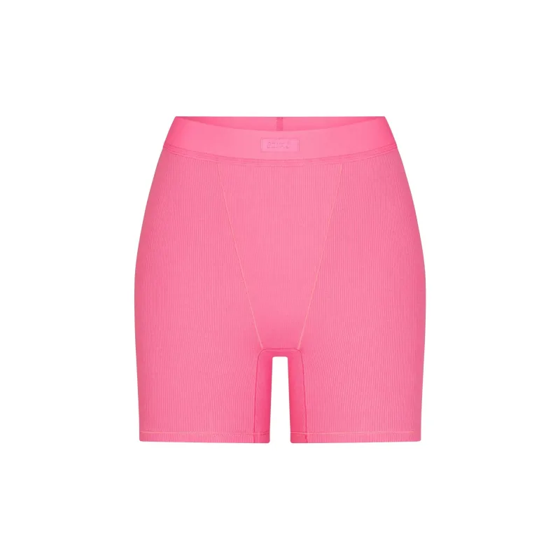 SKIMS COTTON RIB BOXER Boxer Shorts Women's 1 Pack SUGAR PINK/Sugar Pink-0