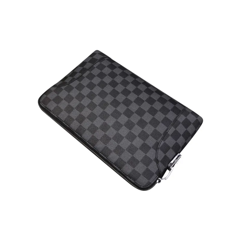 DOSRFINI PVC Large Capacity Coded Lock Clutch Men's Black/Brown-1