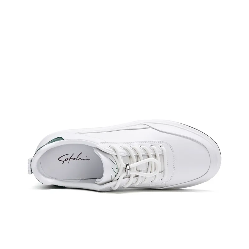 Satchi Cushioning Height Increasing Wear-Resistant Slip-Resistant Low-Top Casual Skateboard Shoes Men's White 4CM-3
