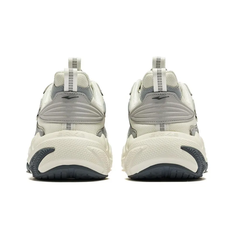 Erke Cushioning Wear-Resistant Low-Top Casual Running Shoes Men's White Gray-4