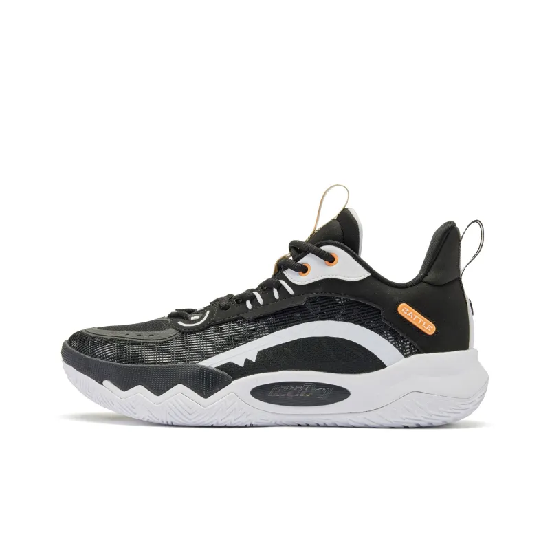 QIAODAN Cushioned Slip Resistant Abrasion Resistant Breathable Low Top Basketball Shoes Men's Black White-0