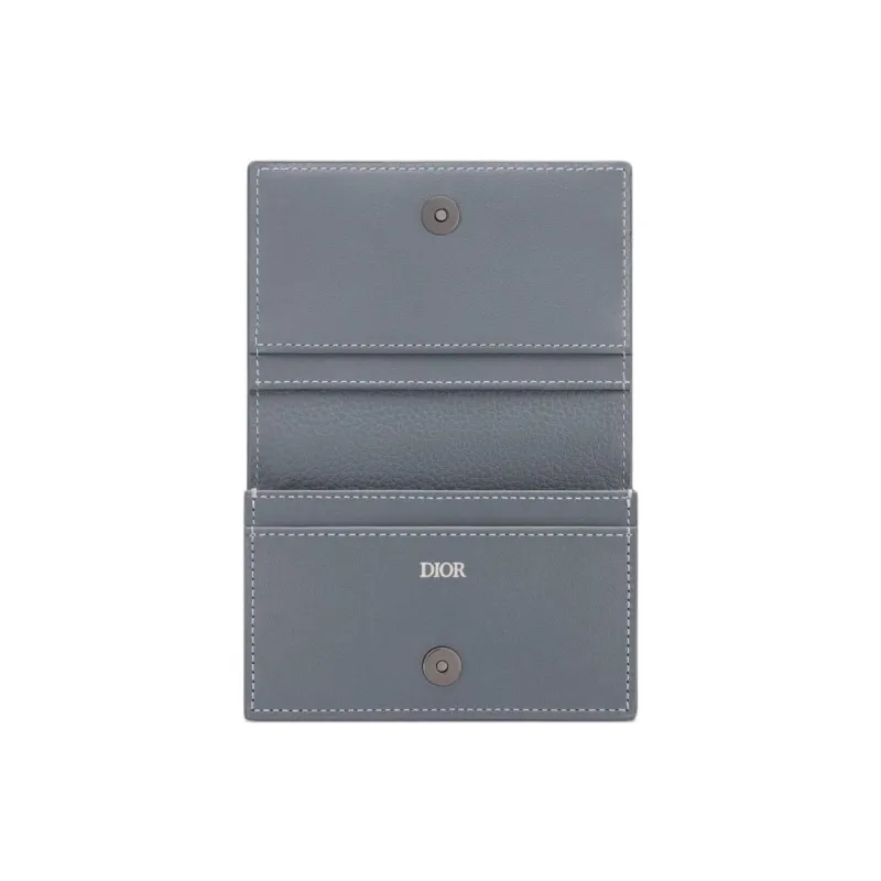 DIOR Grain Calfskin Card Holder Men's Dark Gray-3