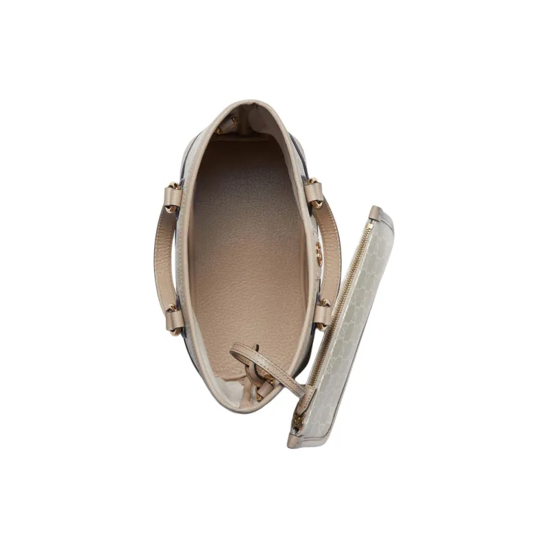 GUCCI Ophidia Canvas With Leather Trim Shoulder Bag, Crossbody Bag, Handbag Mini Women's Beige & White-7