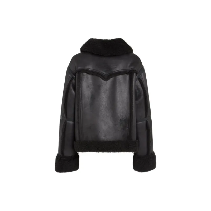 STAND STUDIO Oversized 'Lessie' Jacket In Black Eco Leather Jackets Coats Women's Black-1