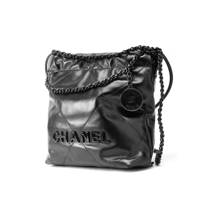 CHANEL 22Bag Shiny Calfskin Bucket Bag, Shoulder Bag, Crossbody Bag Mini Women's Black-3