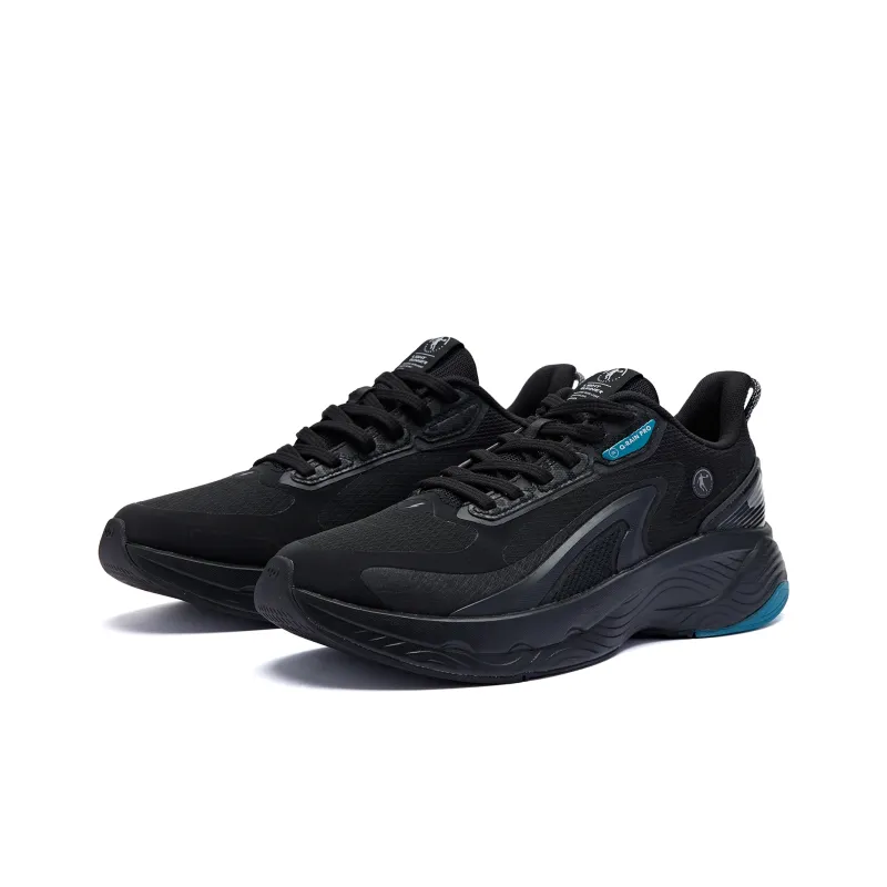 QIAODAN Streamer 4.0 Cushioning Wear Resistant Low Top Running Shoes Men's Black Cyan-2