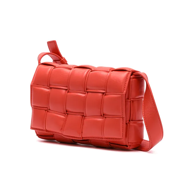 Bottega Veneta Padded Cassette Lambskin Shoulder Bag, Crossbody Bag Trumpets Women's Orange-4
