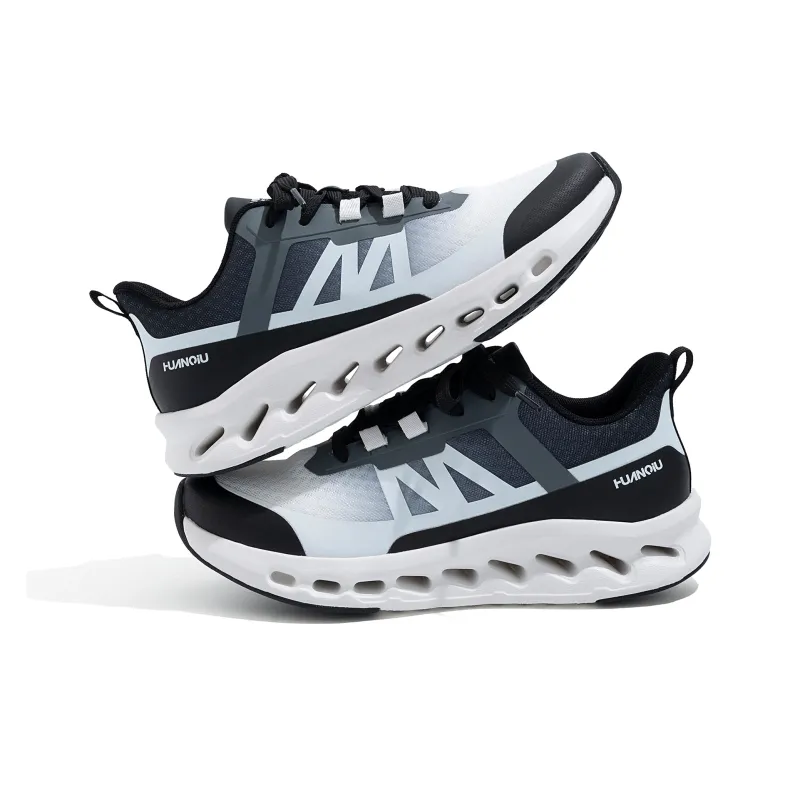HUANQIU Cushioning, Waterproof, And Breathable Rebound Low Top Running Shoes Men's Black White-4