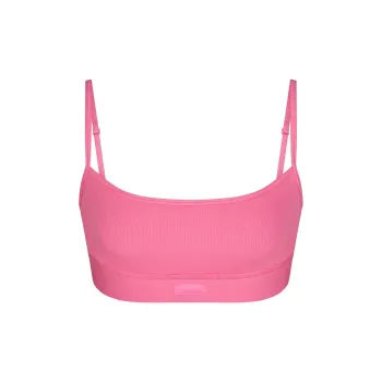 SKIMS COTTON RIB SCOOP BRALETTE Bra Women's SUGAR PINK/Sugar Pink