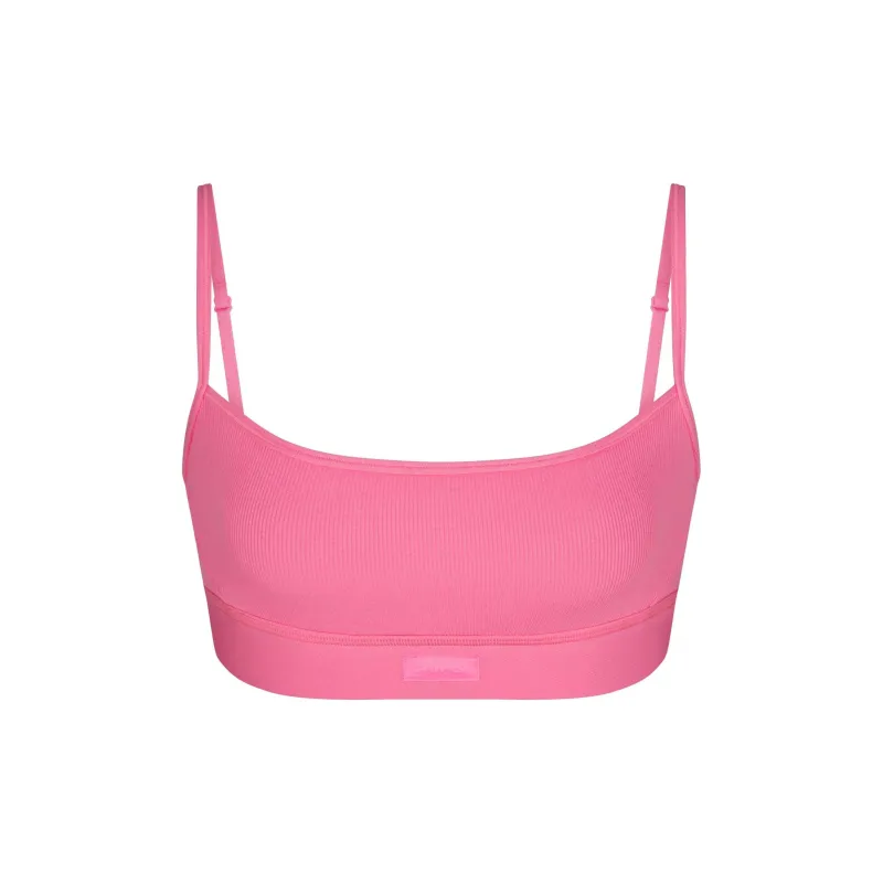 SKIMS COTTON RIB SCOOP BRALETTE Bra Women's SUGAR PINK/Sugar Pink-0