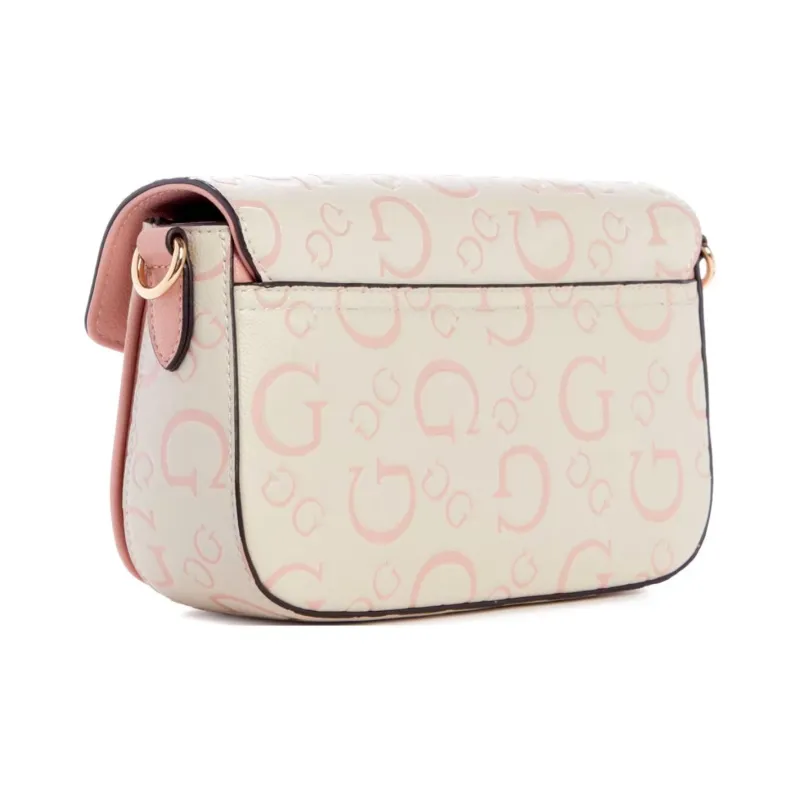 GUESS Faux Leather Shoulder Bag Crossbody Bag Women's Gray White-1
