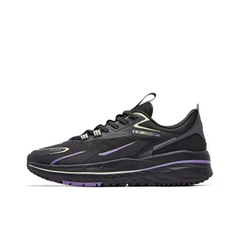 QIAODAN Cushioning Anti Slip And Wear Resistant Low Top Running Shoes Men's Black Purple