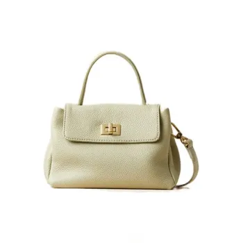 TTaG．baG Top Grain Cow Leather Shoulder Bags Handbags Women's Light Sage Green/Classic Black/Sesame Brown