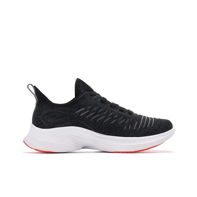 QIAODAN Cushioned Slip Resistant Low Top Running Shoes Men's Black White Orange-1