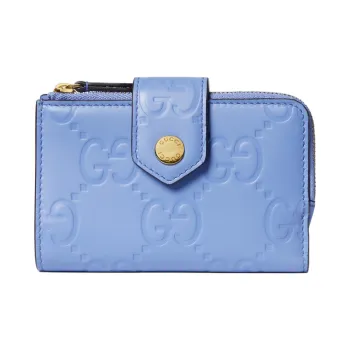 GUCCI Leather Wallet Medium Size Women's Light Purple