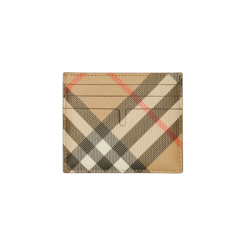 Burberry Polyurethane Coated Polyester Card Holder Men's Sand-0