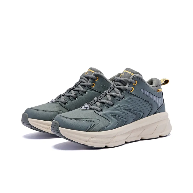QIAODAN Cushioning, Wear Resistant High Top Running Shoes Men's Green-2