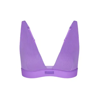 SKIMS COTTON RIB PLUNGE BRALETTE Bra Women's ULTRA VIOLET/Ultraviolet
