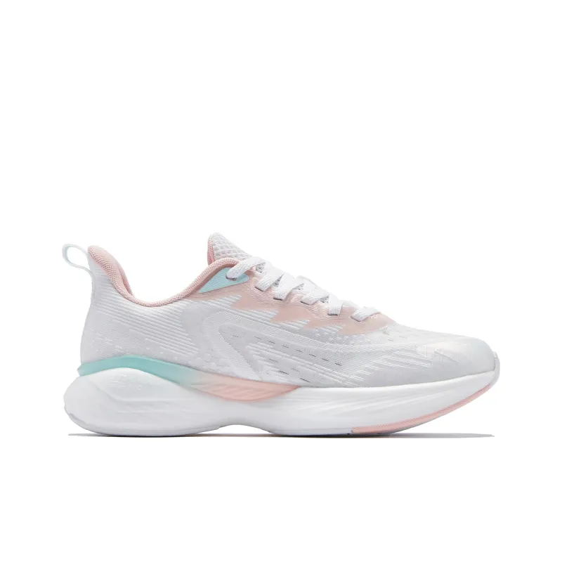 QIAODAN Flying Shadow Team1.0 Abrasion Resistant Lightweight Slip Resistant Low Top Running Shoes Women's White Pink-1