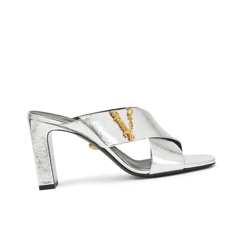 VERSACE Slide Slippers Women's Silver-1