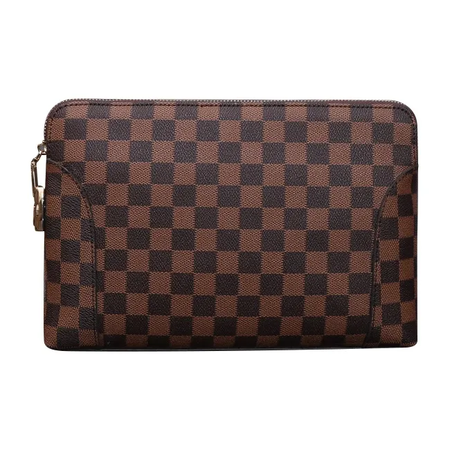 DOSRFINI PVC Large Capacity Coded Lock Clutch Men's Black/Brown-6