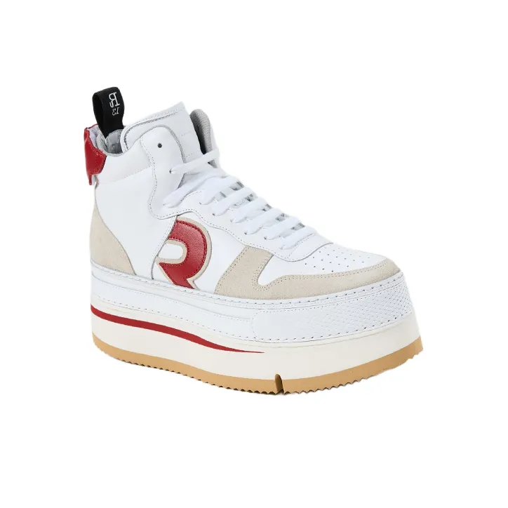 R13 Riot High-Top Skateboard Shoes Women's White Red-1