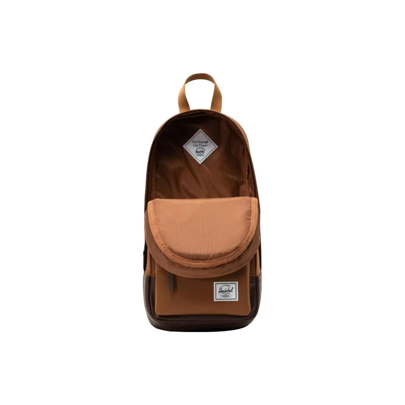 Herschel Recycled Fabric Crossbody Bag Shoulder Bag Unisex Coffee Color With Dark Brown-1