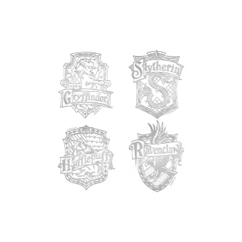 OTRAINBOW Harry Potter Metal Sticker Four Preppy Badges Gryffindor And Slytherin LOGO Sticker Decal Silver IP Merch