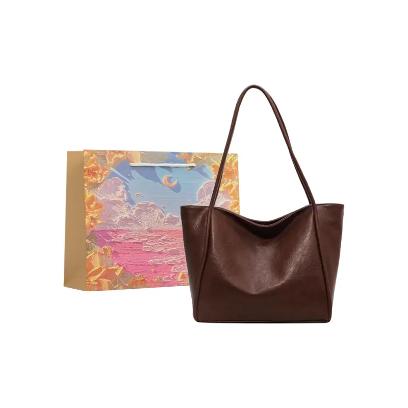 BRINCH PU Tote Bag Shopping Bag Shoulder Bags Regular Women's Black/Coffee/Brown/Khaki-4