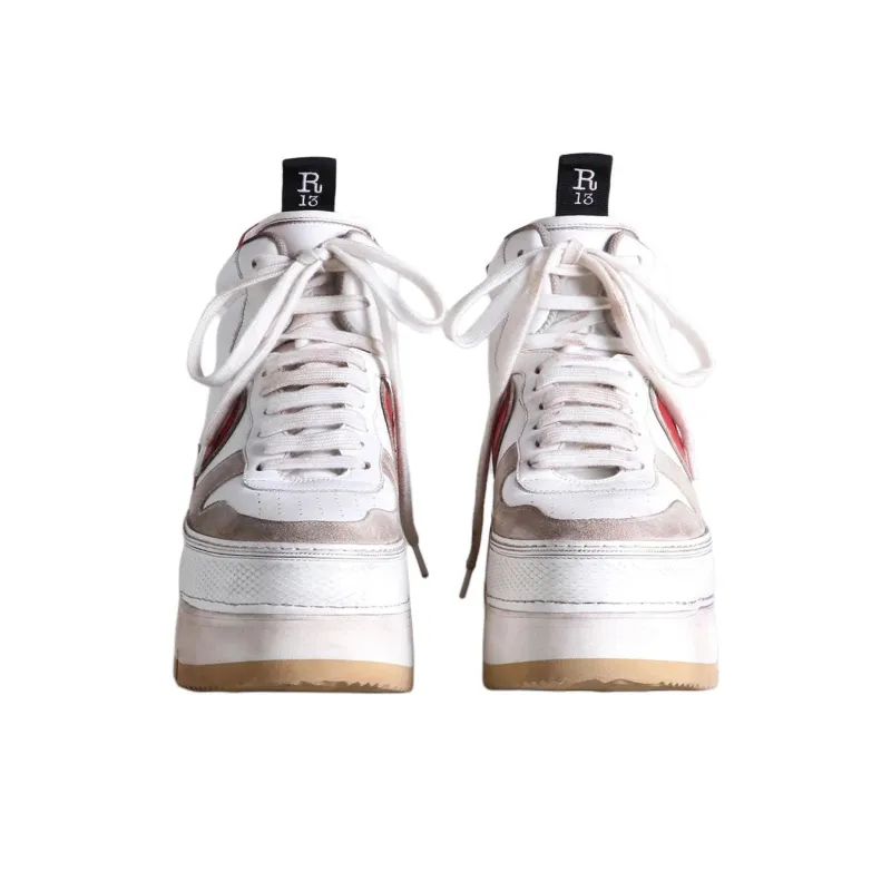 R13 Riot High-Top Skateboard Shoes Women's White Red-3