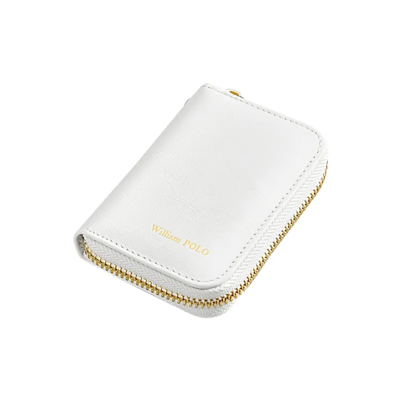 WilliamPOLO Cow Leather Multifunction Trunk Mini Card Bag With Zipper Coin Purse Regular Unisex Multicolor-3